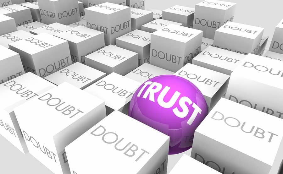 Trust Vs Doubt Belief Faith Words 3d Illustration